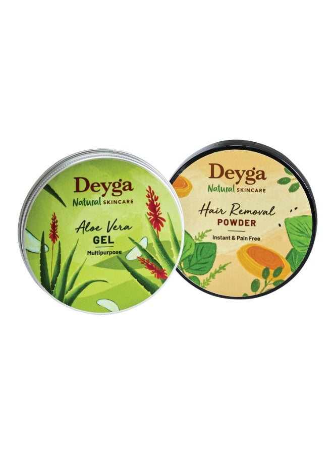 Deyga Instant Hair Removal Combo - Hair Removal Powder 100g + Aloevera Gel 100g - Image 1